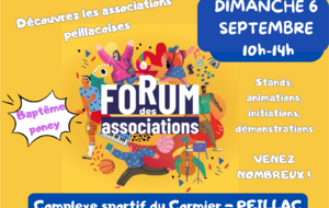 Forum des associations de Peillac dimanche 6 septembre 2026 de 10h00 à 14h00 au complexe sportif
